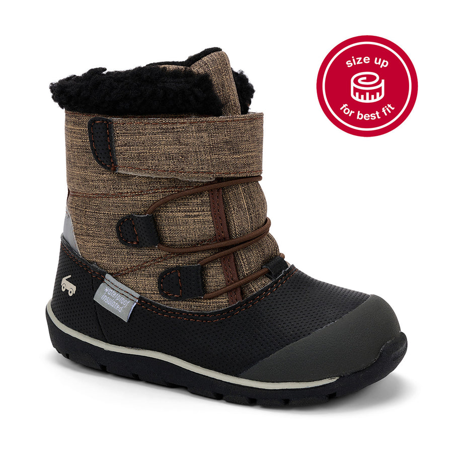 See Kai Run Gilman Waterproof Insulated Winter Boot, Brown/Black |Mockingbird Baby & Kids