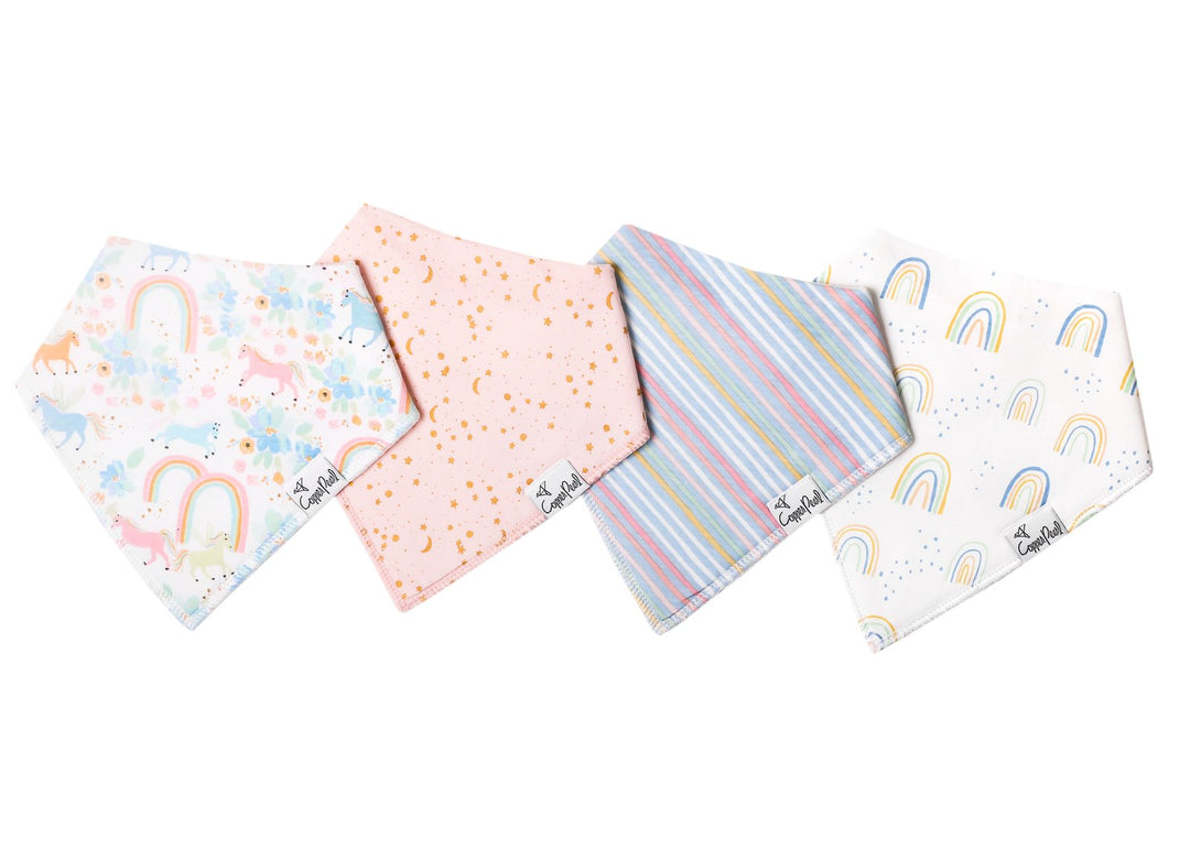 Copper Pearl Whimsy Baby Bandana Bib Set (4-Pack) |Mockingbird Baby & Kids