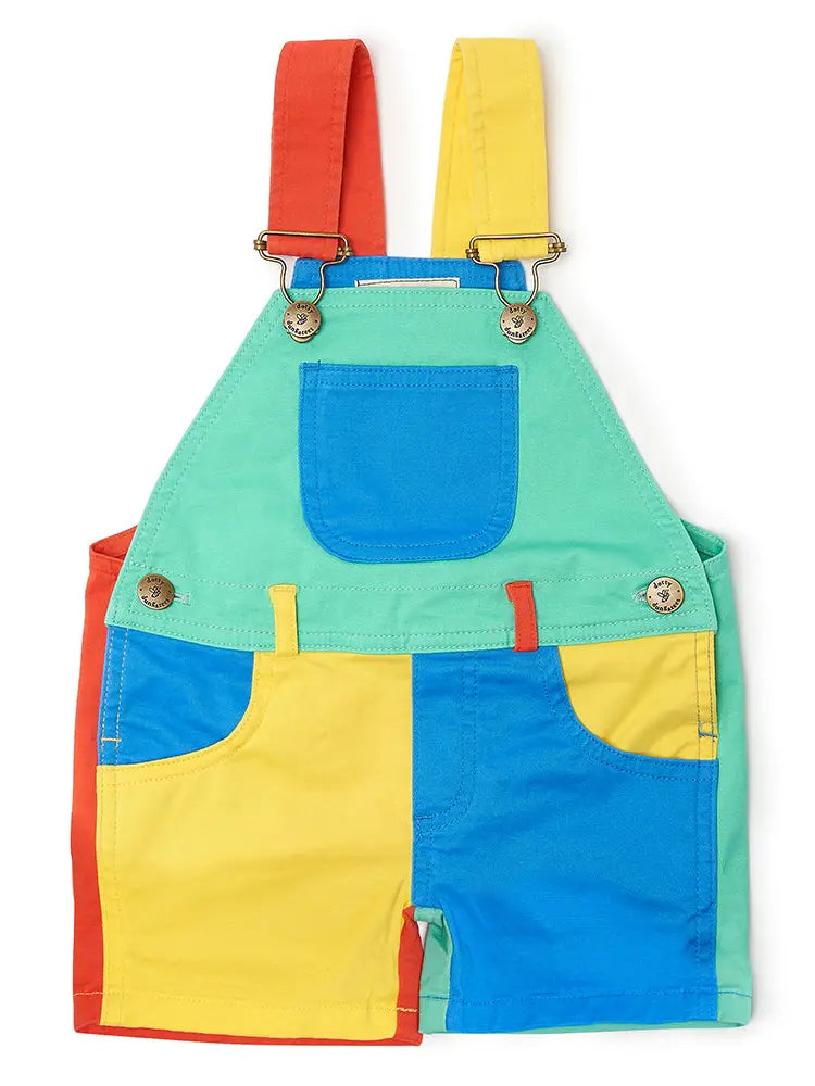 Dotty Dungarees Primary Colorblock Overall Shorts |Mockingbird Baby & Kids
