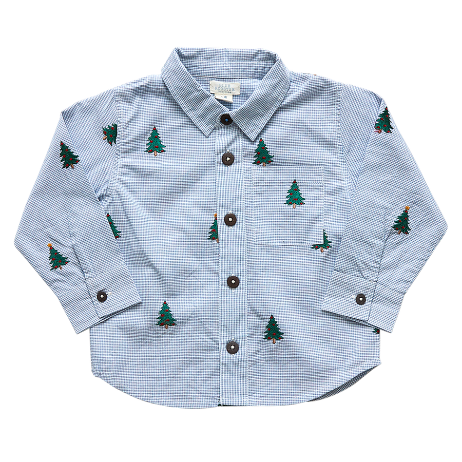 Pink Chicken Jack Shirt, Tree Embroidery |Mockingbird Baby & Kids