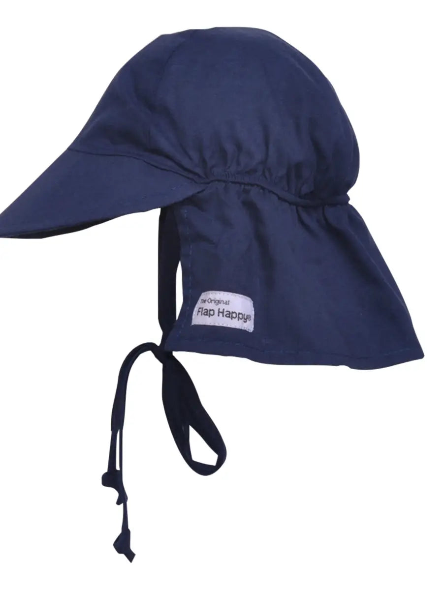 Flap Happy UPF 50+Original Flap Hat with Ties | Navy |Mockingbird Baby & Kids
