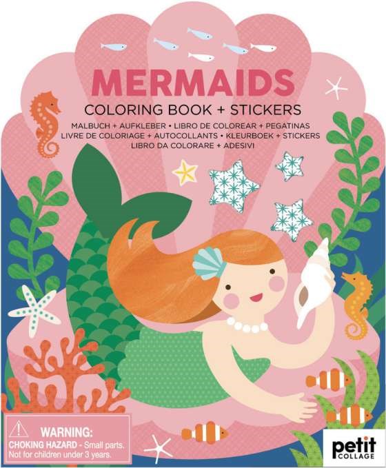 Petit Collage Mermaid Coloring Book with Stickers |Mockingbird Baby & Kids