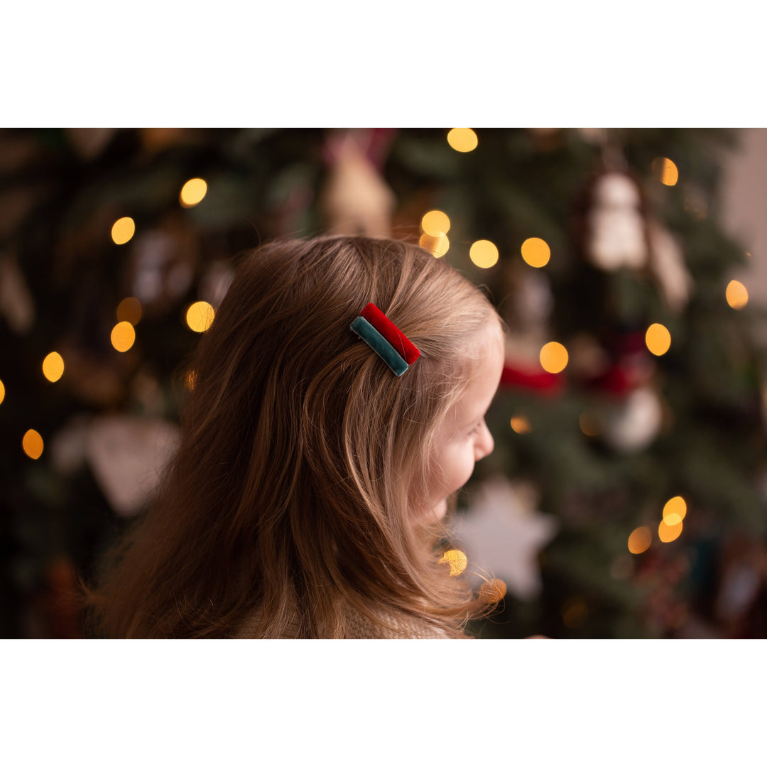 The Little Piggy Co Christmas Velvet Bar Clip Set |Mockingbird Baby & Kids