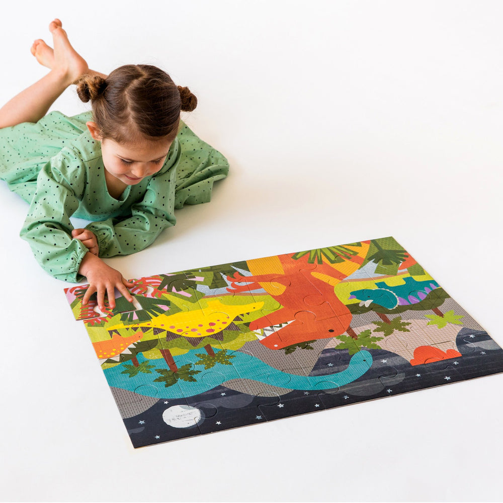 Petit Collage Dinosaur Kingdom Floor Puzzle, 24 Pieces |Mockingbird Baby & Kids
