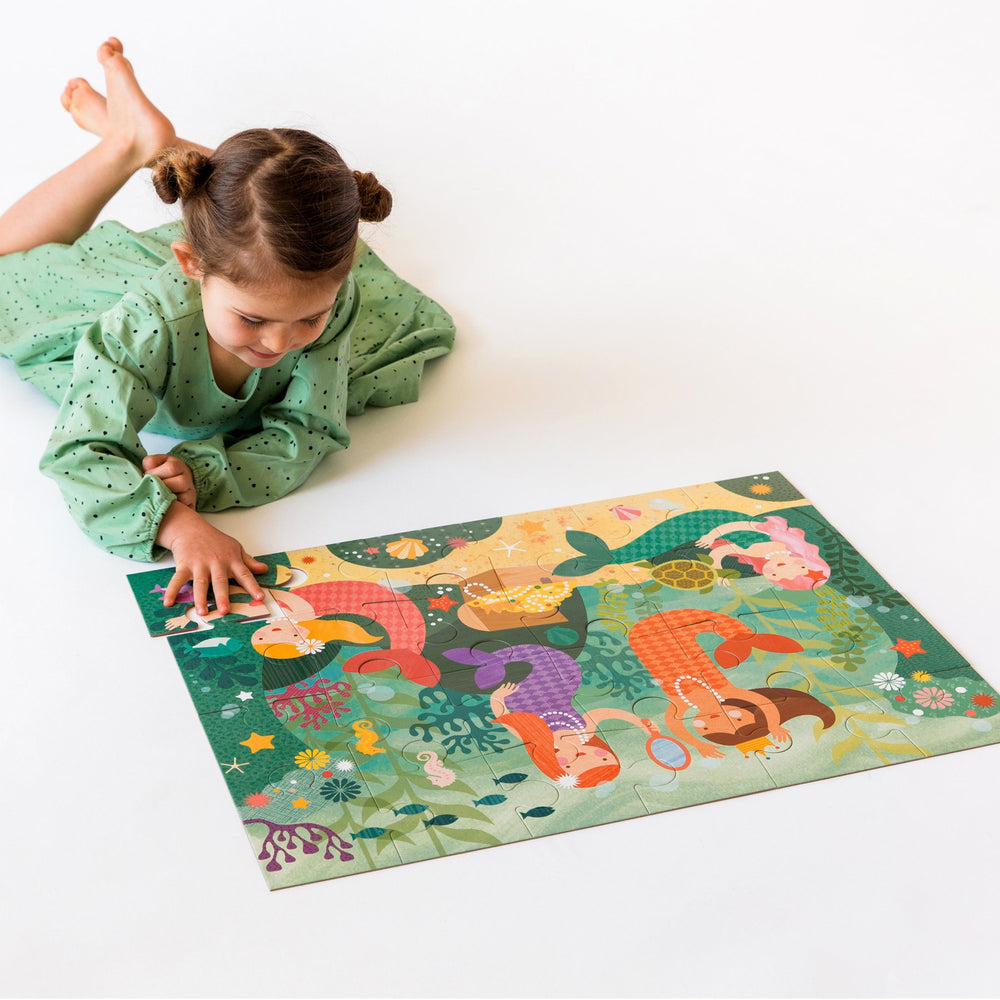 Petit Collage Mermaid Friends Floor Puzzle, 24 Pieces |Mockingbird Baby & Kids