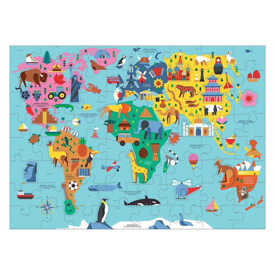 Mudpuppy Map of the World Geography Puzzle, 78 Pieces |Mockingbird Baby & Kids