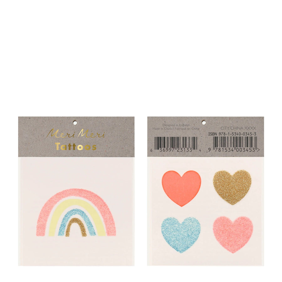 Meri Meri Rainbow & Hearts Small Tattoos |Mockingbird Baby & Kids