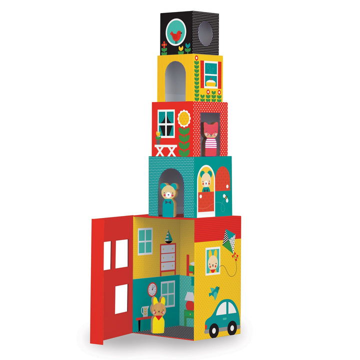 Petit Collage Peek-A-Boo House Stacking Blocks |Mockingbird Baby & Kids