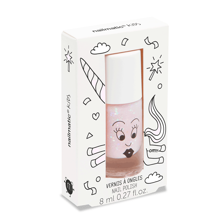 Nailmatic Polly Water-Based Nail Polish - Clear Pink Glitter |Mockingbird Baby & Kids