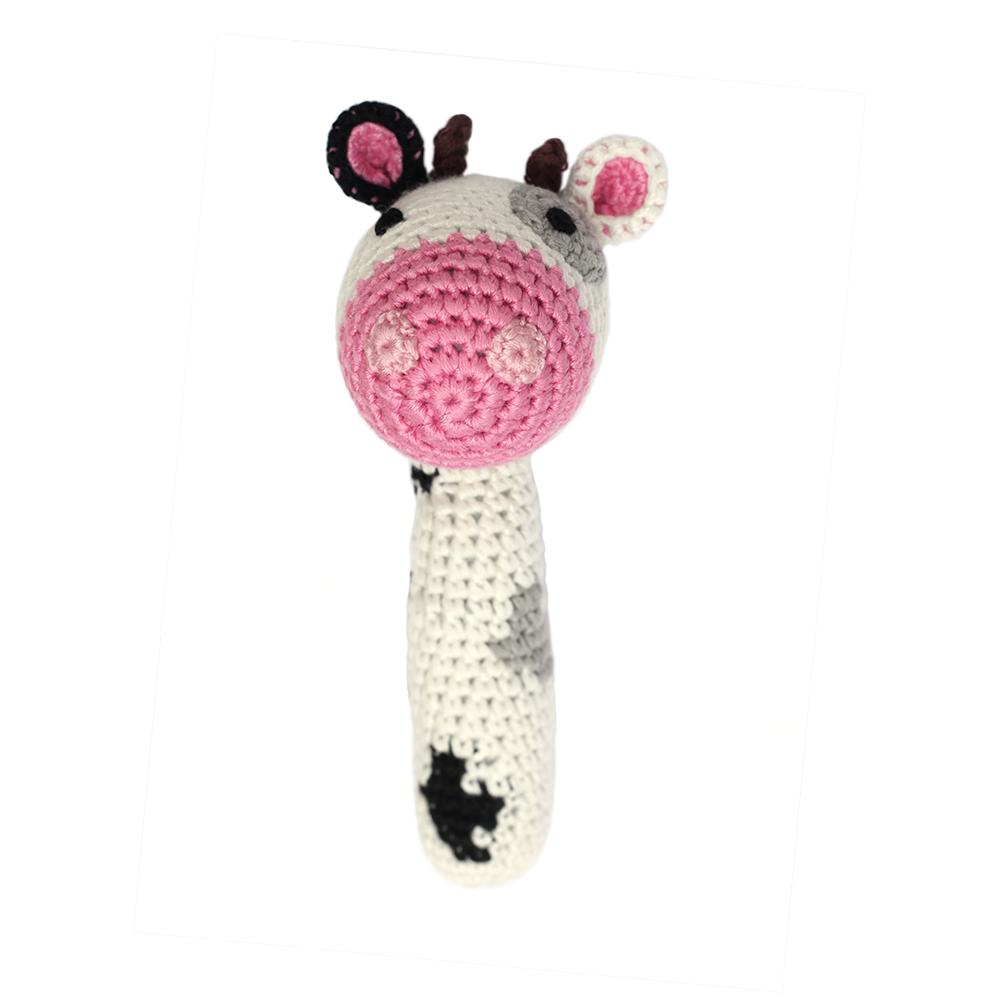 Cheengoo Cow Stick Hand Crocheted Rattle |Mockingbird Baby & Kids Boutique