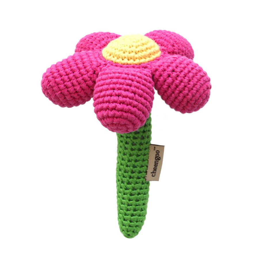 Cheengoo Magenta Flower Hand Crocheted Rattle |Mockingbird Baby & Kids