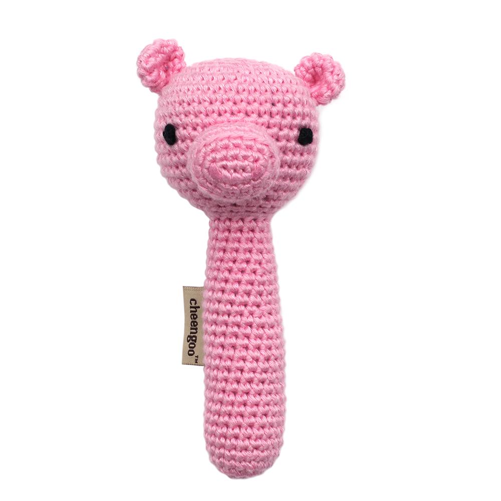 Cheengoo Pig Stick Hand Crocheted Rattle |Mockingbird Baby & Kids