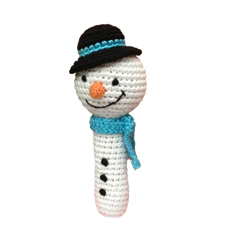 Cheengoo Snowman Stick Hand Crocheted Rattle |Mockingbird Baby & Kids