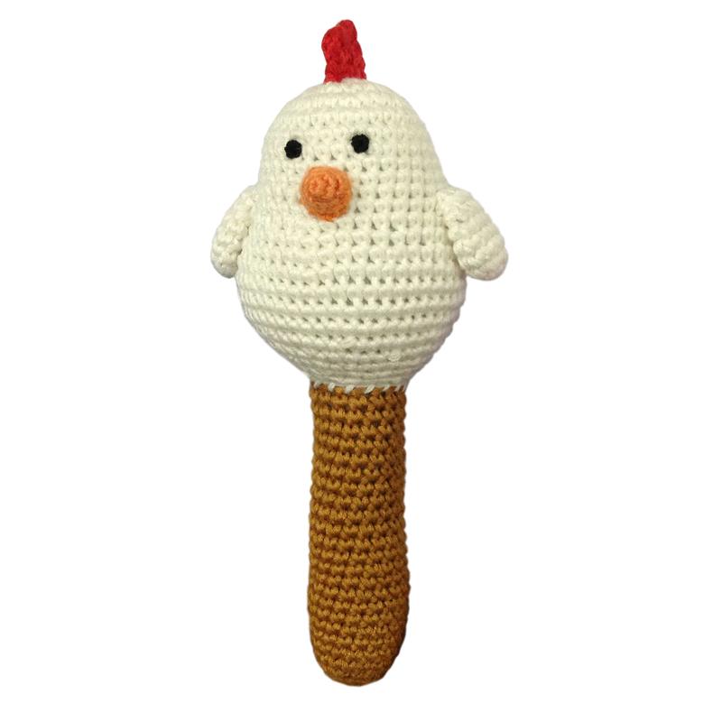 Cheengoo White Hen Crocheted Rattle |Mockingbird Baby & Kids