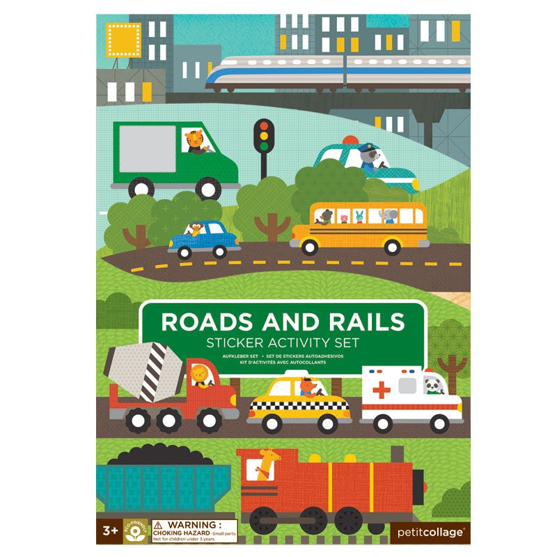 Petit Collage Roads & Rails Sticker Activity Set |Mockingbird Baby & Kids
