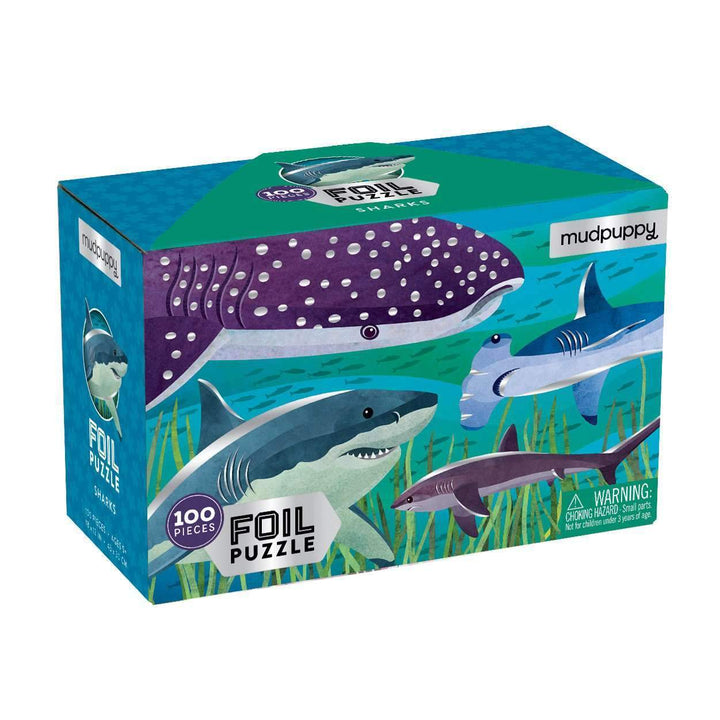 Mudpuppy Sharks Foil Puzzle |Mockingbird Baby & Kids