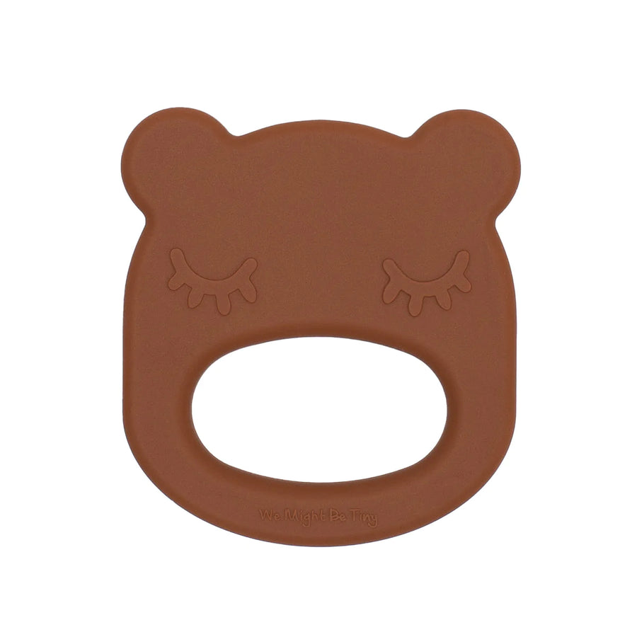 We Might Be Tiny Bear Teether, Chocolate Brown |Mockingbird Baby & Kids