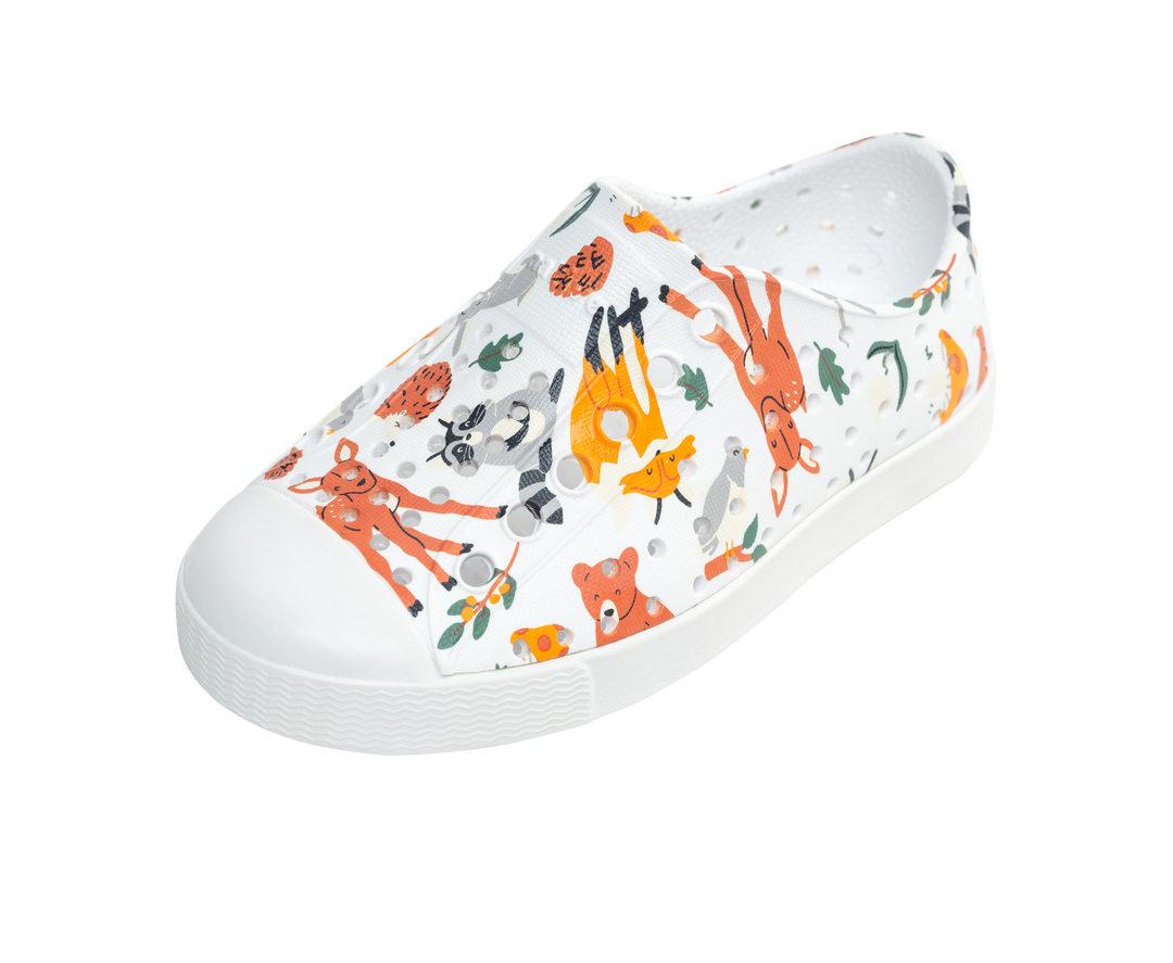 Native Shoes Jefferson Slip-Ons, Shell White / Foxtail Forest Friends |Mockingbird Baby & Kids